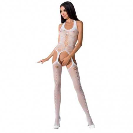 PASSION WOMAN BS059 BODYSTOCKING BLANC TAILLE UNIQUE