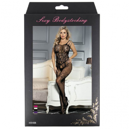 QUEEN LINGERIE OPEN CROTHLESS BODYSTOCKING FLOWER LACES SL