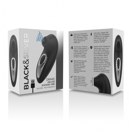 BLACK&GRIS - DRAKE DELUXE SUCKING VIBE SILICONE RECHARGEABLE NOIR