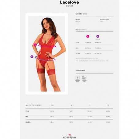 OBSESSIVE - LACELOVE CORSET ROUGE XS/S