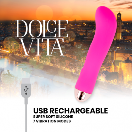 DOLCE VITA - VIBROMASSEUR RECHARGEABLE DEUX ROSE 7 VITESSES