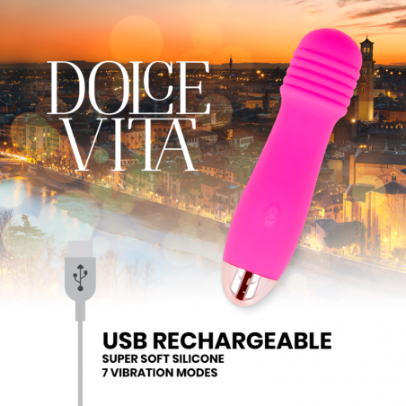 DOLCE VITA - VIBROMASSEUR RECHARGEABLE TROIS ROSE 7 VITESSES
