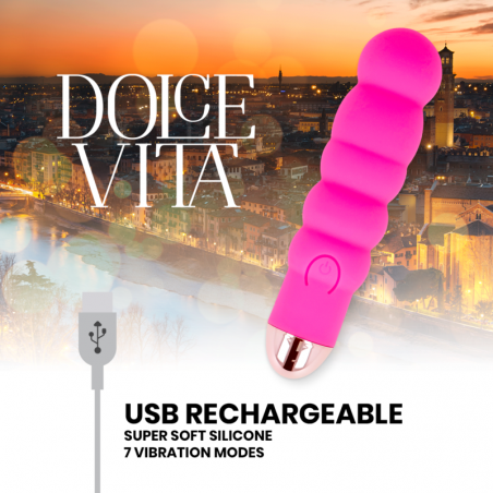 DOLCE VITA - VIBROMASSEUR RECHARGEABLE SIX ROSE 7 VITESSES