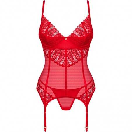 OBSESSIVE - INGRIDIA CORSET & STRING ROUGE XS/S