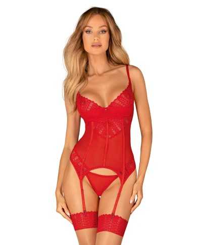 Ingridia corset et string - Rouge