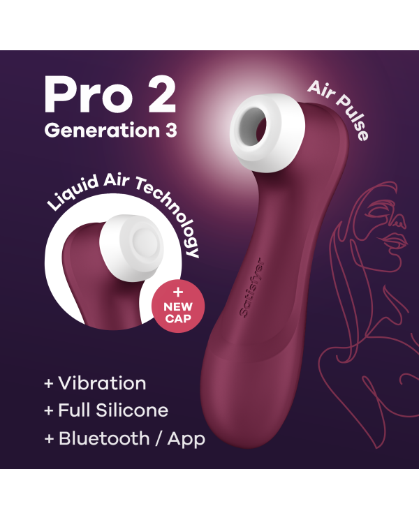 Pro 2 Génération 3 Air pluse Connect App et vibration - Vin rouge Satisfyer