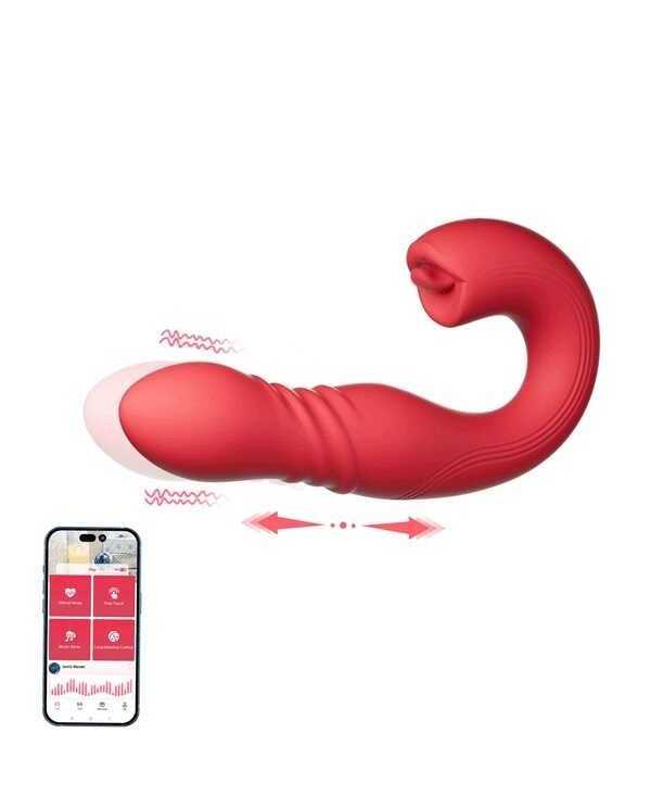JOI THRUST rouge - Vibromasseur point G - lèche-clitoris - va et vient contrôlé par application